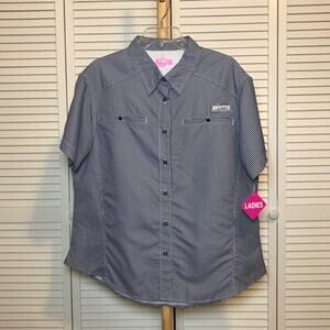 NWT Habit Check Style Collared Short-Sleeve Fishing Shirt Women 2XL